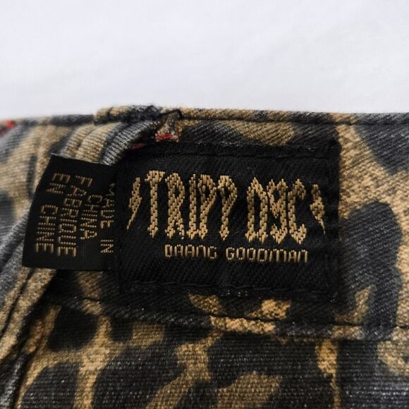 Y2K Tripp reversible animal print leopard red denim mini skirt L/XL - Picture 6 of 10